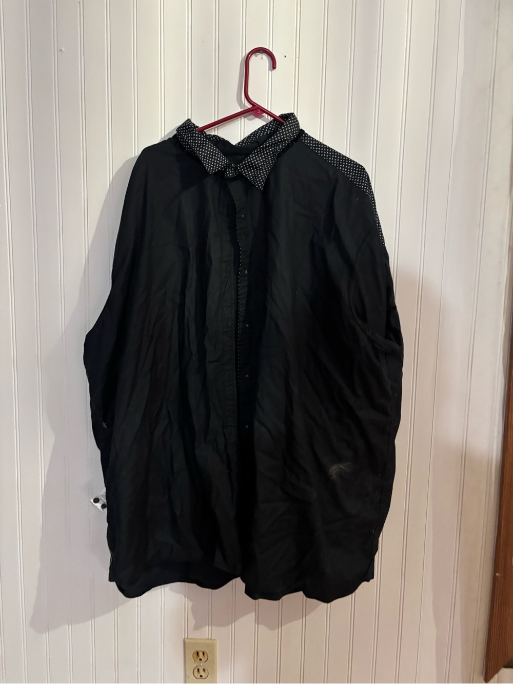 Tahari Black Lightweight Shirt Jacket with Dot-Trim Collar